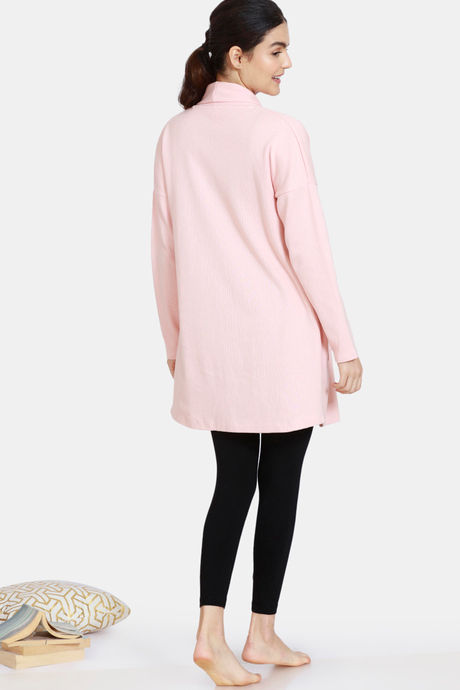 Zivame Cozy Ribbed Knit Poly Mid Length Lifewear Shrug - Pale Blush — image 5